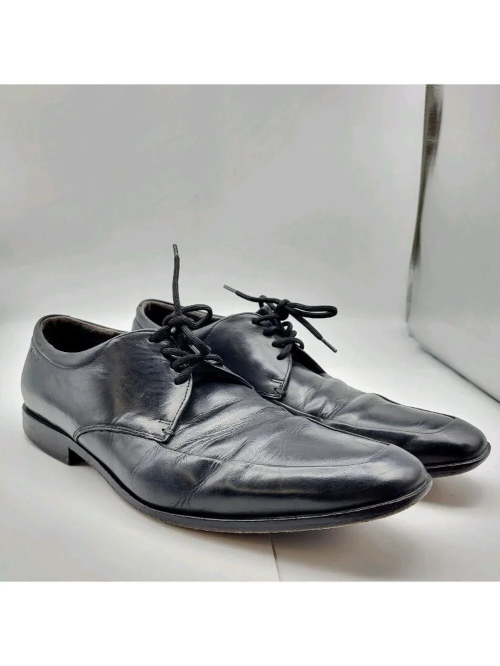 ECCO Men's Black Leather Derby Dress Shoes Square Toe Lace-Up EU 45 11